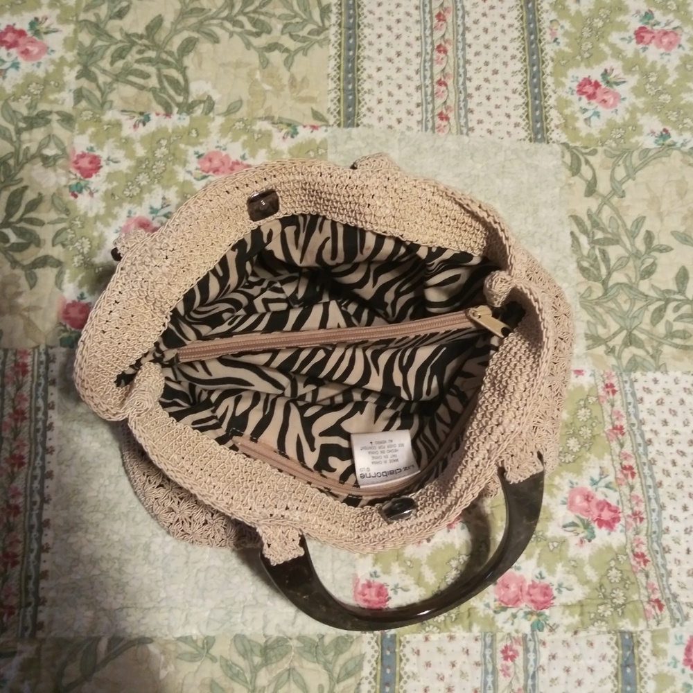 Liz Claiborne Crochet Handbag Tortoise Handles
